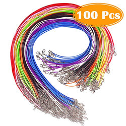 Paxcoo 100 Pcs 18 Inches Waxed Cotton Necklace Cord with Lobster Claw Clasp for DIY Jewelry Making,