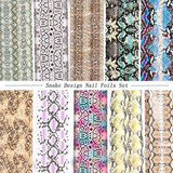 10 Sheets Snake Skin Nail Foil Transfers Stickers Python Pattern Laser Starry Sky Nail Art DIY Decals for Women Girls Decoration Manicure Design