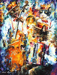 Jamming Cats — PALETTE KNIFE Figures Contemporary Wall Art Decor Oil Painting On Canvas By Leonid Afremov Studio