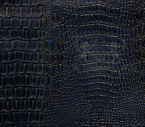 Vinyl Fabric Crocodile Allie NAVY BLUE Fake Leather Upholstery / 54" Wide / Sold by the Yard