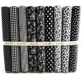 9 Pieces 19.5" x 19.5" 100% Cotton Fabric Black Fat Quarters Fabric Bundles, Pre-Cut Floral Print Quilting Squares for DIY Sewing Scrapbooking Crafting Artcraft