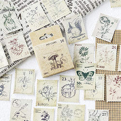 138 Pcs/3 Sets Post Stamp Stickers Retro Cute Plants/Animals Decorative Sticker Square Adhesive Sticker Envelope/Bag Seal by EORTA for Diary Planner Bottles Scrapbook DIY Craft Gift, Forest Theme