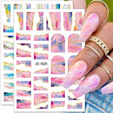 Dornail 8 Sheets Bronzing Blooming Marble Nail Stickers Gold Wave Stripe Lines Nail Decals Self Adhesive Nail Art Stickers DIY Nail Design Nail Art Decoration