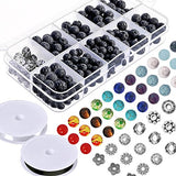 Paxcoo 512pcs Lava Beads Stone Rock with Chakra Beads and Spacer Beads for Essential Oil and