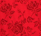 Satin Floral Jacquard Fabric 58" Wide Sold By The Yard (RED)