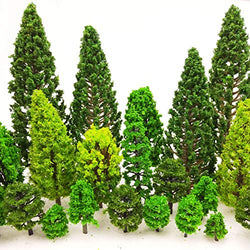 MOMOONNON 36 Pieces Model Trees 1.36-6 inch Mixed Model Tree Train Scenery Architecture Trees Fake Trees for DIY Crafts, Building Model, Scenery Landscape Natural Green