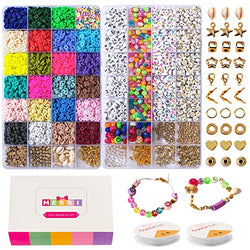 7433 pcs DIY Flat Beads for Bracelets | Clay Beads for Bracelets Making | Clay Flat Bead Bracelet Kit | Clay Beads Cheap | Bulk Beads | Flat Beads for Jewelry Making