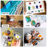 Epoxy Resin Clear Crystal Coating Kit 400ml/15.5oz - 2 Part Casting Resin for Art, Craft, Jewelry Making, River Tables, with Resin Glitter, Gloves, Measuring Cup and Wooden Sticks