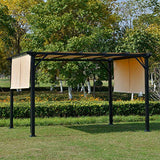 Outsunny 12' x 10' Outdoor Patio Gazebo Pergola with Slideable Canopy Roof, Steel Frame with Stakes, & Unique Design