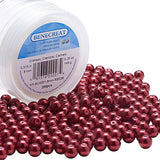 BENECREAT 200 Piece 8 mm Environmental Dyed Pearlize Glass Pearl Round Bead for Jewelry Making with