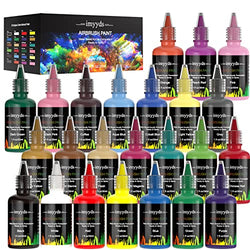 imyyds Airbrush Paint, 24 Color Acrylic Airbrush Paint Set, Water Based Read-to-Spray Air Brush Painting Set, Airbrush Spray Paint Kit for Papers, Canvas, Wood, Model