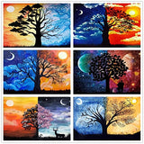 6 Pack DIY 5D Diamond Painting kit, Complete Diamond Painting, Diamond Painting Art, Wall Decoration, Moon Tree Landscape Painting 12"x16"