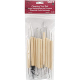 Darice 11-Piece Set from Studio 71 - Metal Tipped Sculpting Tools with Wood Handles, Ideal for Cleaning and Creating Decorative Effects on Clay Surfaces, Gray