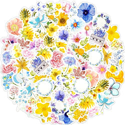 135 PCS Watercolor Floral Flower Stickers Decals for Waterbottle Laptop Scrapbooking Journal Planner Card Making