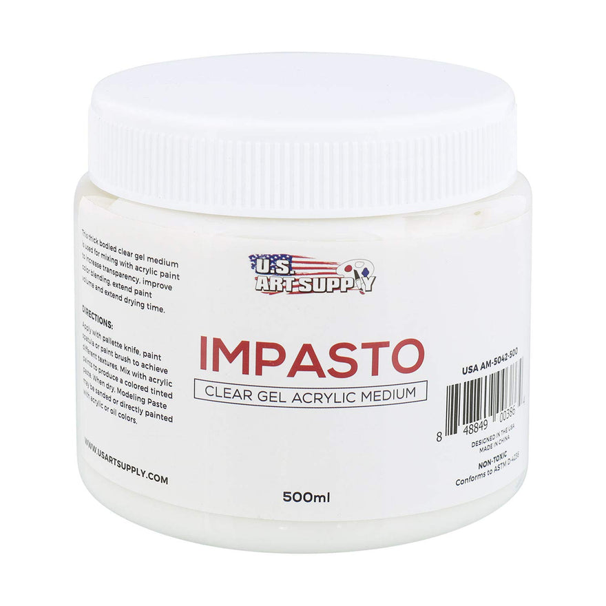 U.S. Art Supply Impasto Clear Gel Acrylic Medium, 500ml Tub