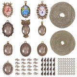 SUNNYCLUE 10 Sets Assorted Cabochon Frame Setting Tray Charms Pendant with Clear Oval Glass Dome