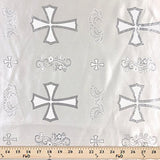 Metallic Clerical Church Cross Brocade Fabric 60" Wide 100% Polyester Sold By The Yard Many