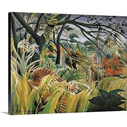 Tiger in a Tropical Storm Canvas Wall Art Print, 14"x11"x1.25"