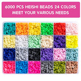 7100 Pcs Flat Clay Beads, Charm Beads and Letter Beads for Jewelry Making in A Heishi Bead Kit, Kandi Bracelet Kit, Clay Bead Bracelet Kit, 24 Colors