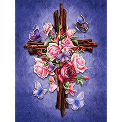 Love The Cross Diamond Painting - PigPigBoss 5D DIY Religion Diamond Embroidery Diamond Painting Cross Stitch Kits Love The Cross Mosaic Pattern Christmas Gift for Adults (11.8 x 15.7 inch)