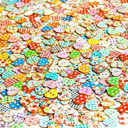 Heart Shaped Painted 2 Hole Wooden Buttons 18mm X15mm (Pack of 50pcs)