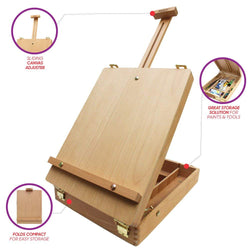 Mont Marte Tabletop Easels for Painting, Desk Box Easels for Kids Adults&Artists,Beech Wood