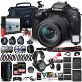 Canon EOS 90D DSLR Camera with 18-135mm Lens (3616C016) + EF-S 55-250mm Lens + 4K Monitor + Pro Headphones + Pro Mic + 2 x 64GB Memory Card + Case + Corel Photo Software + Pro Tripod + More (Renewed)