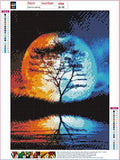 Tree 5D Full Drill Diamond Painting Kits by Number, Moon DIY Round Rhinestone Embroidery Cross Stitch Picture Canvas for Home Wall Décor 12X16 inch