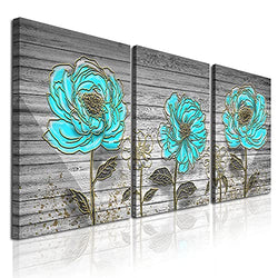 Canvas Wall Art for living room family wall decorations for Bedroom modern bathroom Wall decor paintings Blue flowers Hang pictures Artwork inspirational Canvas art prints kitchen Home decor 3 piece