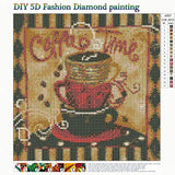 MXJSUA DIY 5D Diamond Painting Full Round Drill Kits Rhinestone Picture Art Craft for Home Wall Decor 12X12In Coffee Time