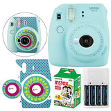 Fujifilm instax mini 9 Instant Film Camera (Ice Blue) + Fujifilm Instax Mini Twin Pack Film (20