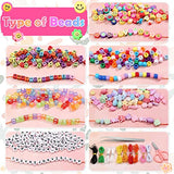 Bead Bracelet Making Kit, Cridoz Bead Kits for Bracelets Making with Pony Beads, Polymer Fruit Clay Beads, Smile Face Charm Beads, Letter Beads for Friendship Bracelets and Jewelry Making
