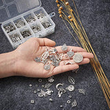 Pandahall 560pcs Tibetan Style Antique Silver Spacer Beads Pendants Charms Kit with Open Jump Rings for Necklace Bracelet Jewelry Making Findings DIY Women Bulk Mixed Styles