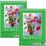 U.S. Art Supply Acrylic Painting Paper Pad, (Pack of 2 Pads)