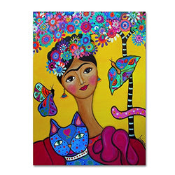 Brigit's Frida And Her Cat by Prisarts, 35x47-Inch Canvas Wall Art