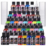OPHIR Acrylic Pouring Paint, Set of 40 Bottles, 3.8OZ/Bottles, 36 Colors and Magic Medium, Varnish, High Flow Water-Based Acrylic Paint, Pour Art Supplies for Pouring on Canvas, Wood, Glass, Paper, Tile, Stones