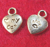 20Pcs. Tibetan Silver" Love My CAT" Heart PAW Charms Pendants Ear Drops Charms DIY Crafting by WCS