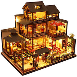 DIY DOLLHOUSE Fsolis Miniature Kit with Furniture, 3D Wooden Miniature House with Dust Cover and Music Movement, Miniature Dolls House kit (P06)