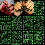 HOWAF Halloween 3D Nail Art Stickers 600+ Design Glow In The Dark Nail Sticker Ghost Bat Spider Net Pumpkin Witch Nail Sticker False Nail Manicure Decals Wraps for Nail Tip Halloween Makeup Decoration