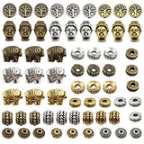 Tibetan Loose Spacer Beads, JIALEEY 92PCS Buddha Head Lucky Elephant Life Tree Spacer Beads Fit European Charm for Bracelet Necklet Jewelry Making