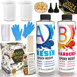 Alloytop Epoxy Resin Hardener Kits Art and Craft Supplies - Beginner All in One Kit Crystal Clear Counter top Silicone Resin Mold Jewelry Making Accessories Tools Home Office Decor