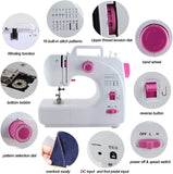 Mini Sewing Machine for Beginner, Portable Sewing Machine, 16 Built-in Stitch with 60 Pcs Threads Small Double Threads and Two Speed Multi-function Mending Machine with Foot Pedal for Kids, Women