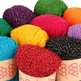 Magenta textiles Magenta Textiles - Metallic Sparkle Yarn Pack | 10 Skeins Superfine #1 Weight | Acrylic Yarn for Crocheting & Crafting | Assorted Colors w/ Metallic Glitter - 40g per Skein