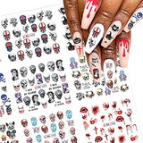 Skull Nail Stickers Day of The Dead Nail Water Transfer Decals Nail art Supplies Halloween for Nail Art Dead Ghost Skull Decals Devil Slider Manicure Art Accessories for Acrylic Nails Decorations12pcs