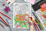 ARTEZA Adult Spiral Bound Coloring Book, 48 Pages, Perfect for Stress Relief