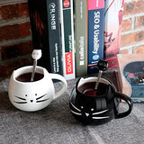 Teagas Cat Coffee Mugs for Crazy Cat Lady - Black & White Ceramic Cat Coffee Mugs and Cute Cat