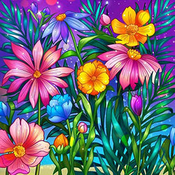 5D Diamond Painting Kits for Adults & Kids DIY Round Full Drill Paint by Diamonds for Home Wall Decor - Colorful Flowers 12" X 12"