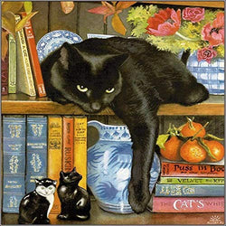 DIY Diamond Painting Kits,Black Cat On Bookshelf 5D Diamond Painting Full Drill,Diamond Art Perfect for Relaxation and Home Wall Decor 11.8x11.8 inch