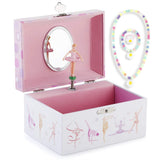 RR ROUND RICH DESIGN Kids Musical Jewelry Box for Girls and Jewelry Set with Lovely Gymnastics Girl Theme - Beautiful Dream Tune Pink