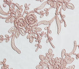 Mesh Fabric Embroidered Floral Balsam 52" Wide / Sold by the Yard (Blush Pink)